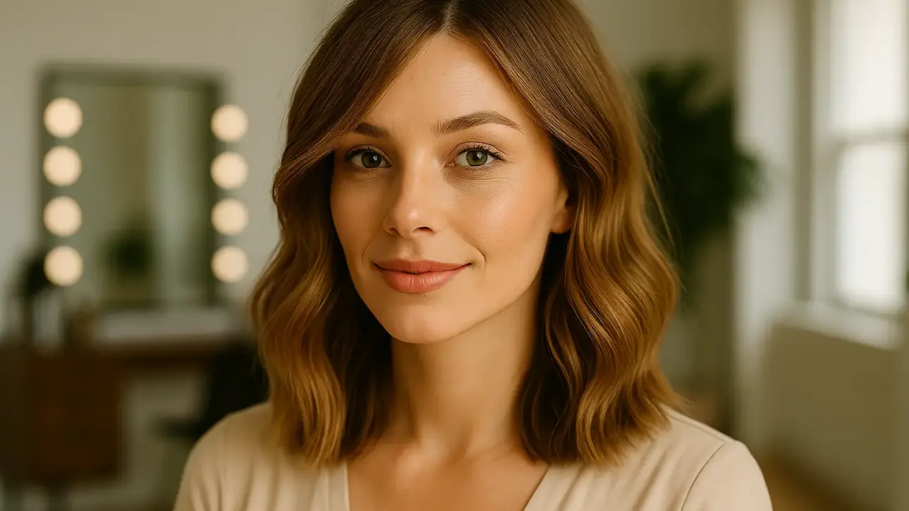 Retrato de mujer con rostro simétrico representando tipos de cara comunes